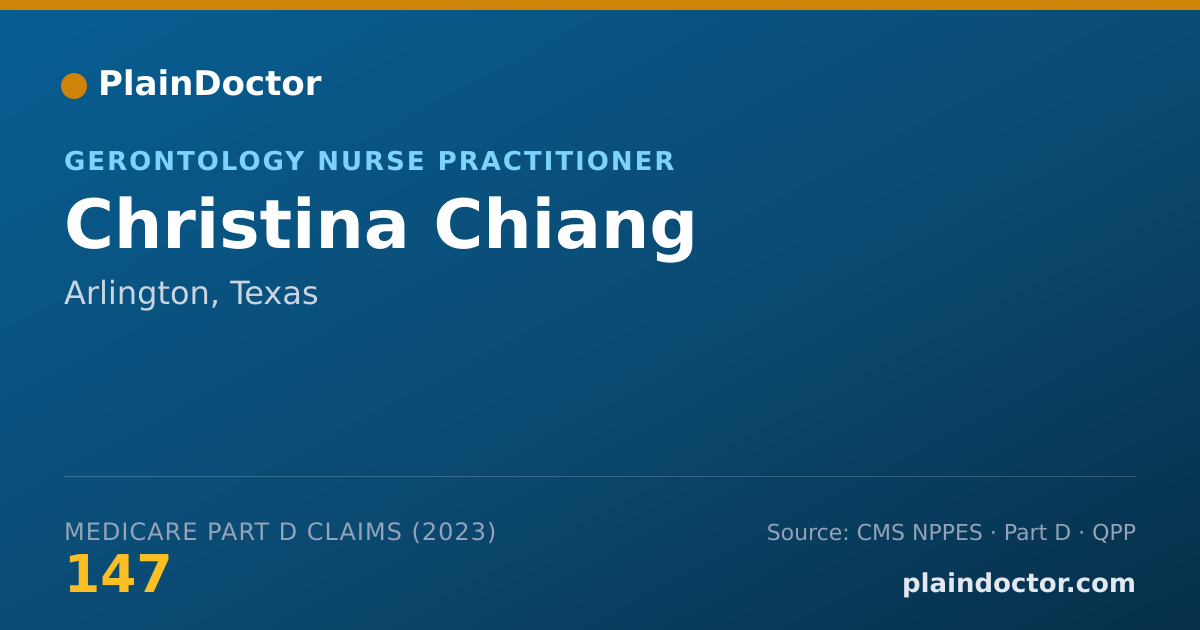Shareable card for Christina Chiang - Gerontology Nurse Practitioner, Arlington, TX