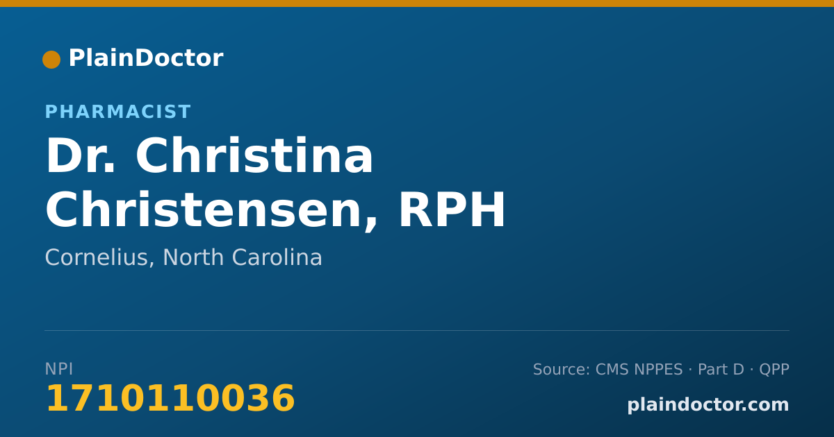 Shareable card for Christina Christensen, RPH - Pharmacist, Cornelius, NC