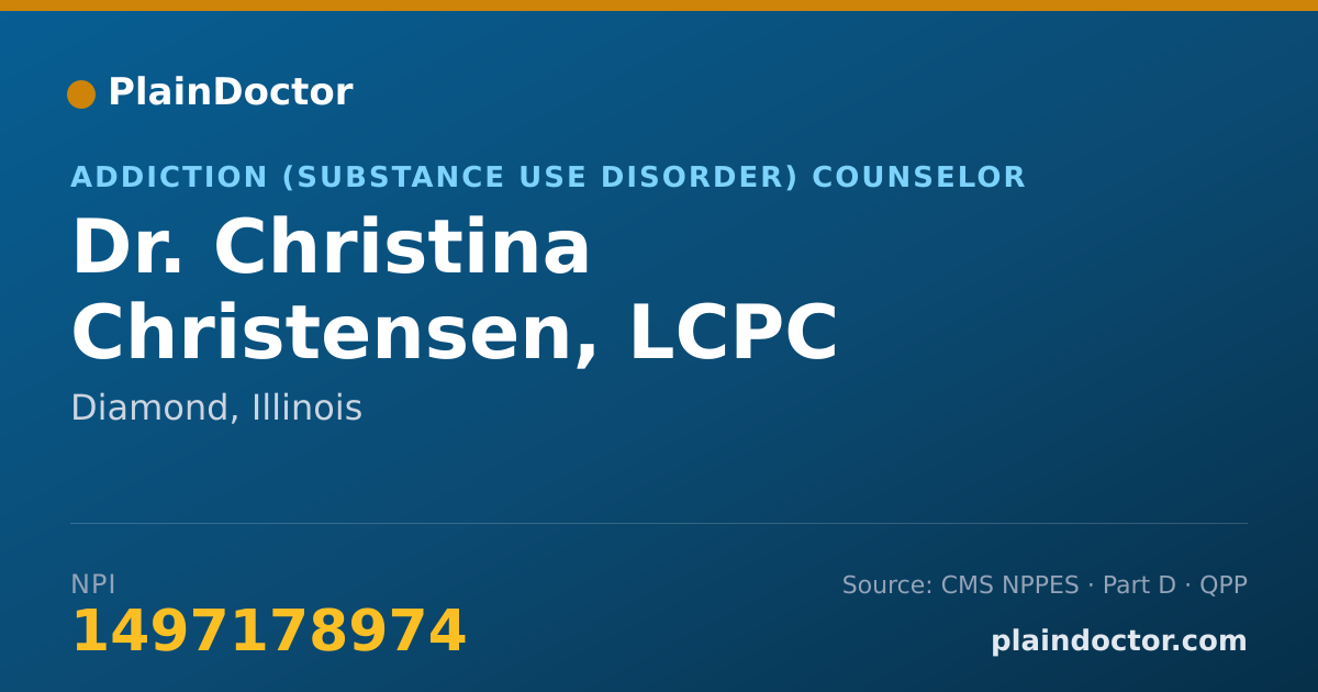 Shareable card for Christina Christensen, LCPC - Addiction (Substance Use Disorder) Counselor, Diamond, IL
