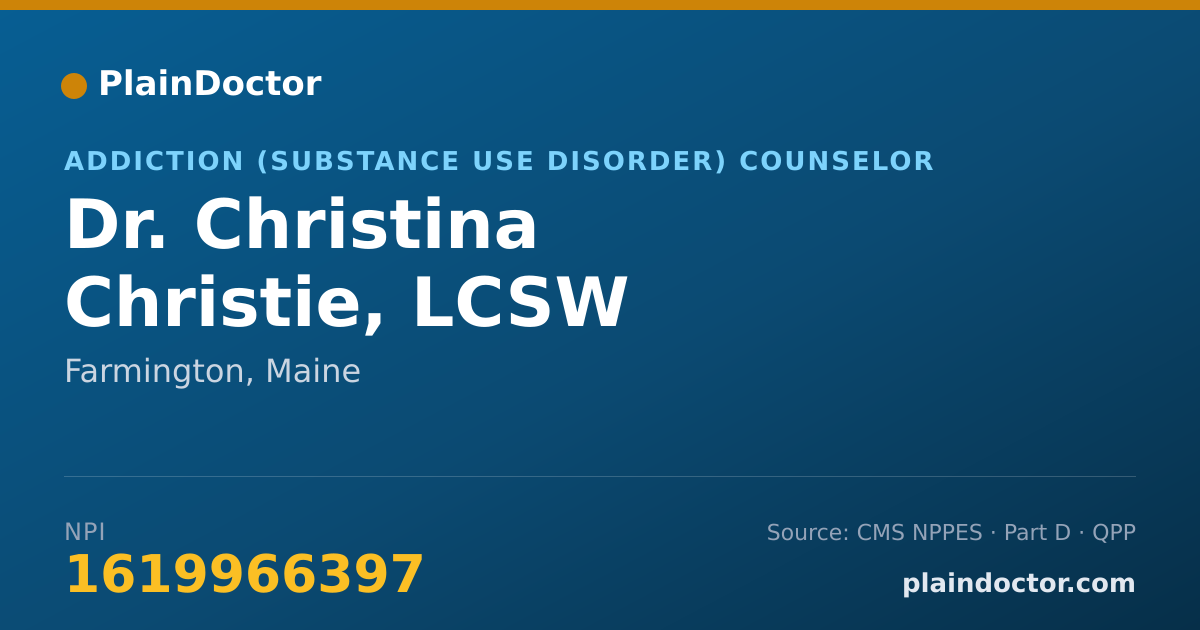 Shareable card for Christina Christie, LCSW - Addiction (Substance Use Disorder) Counselor, Farmington, ME