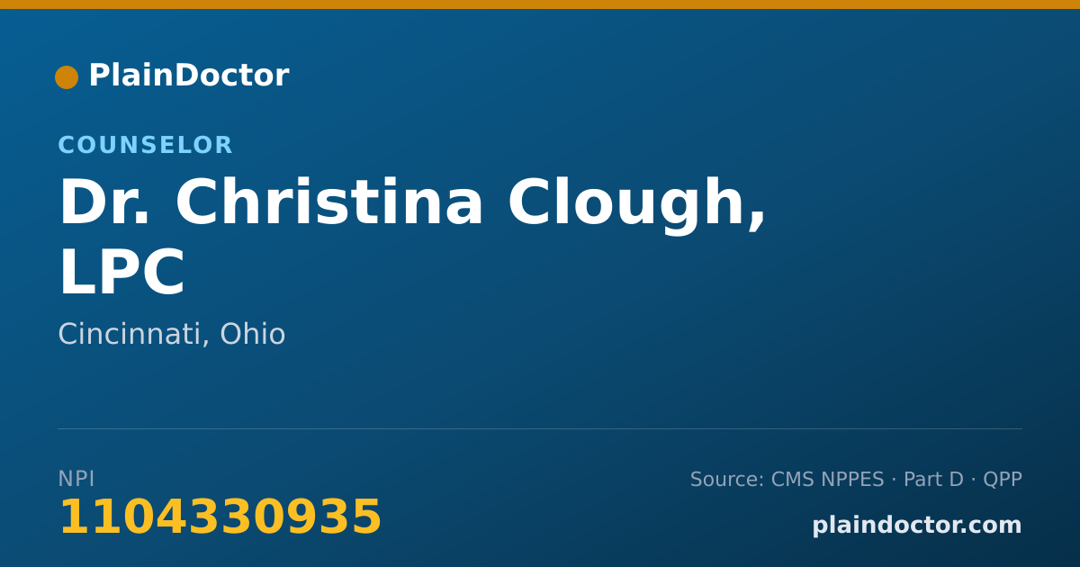 Shareable card for Christina Clough, LPC - Counselor, Cincinnati, OH