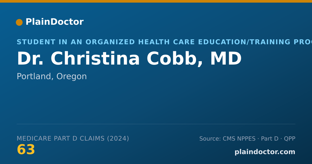 Shareable card for Christina Cobb, MD - Student in an Organized Health Care Education/Training Program, Portland, OR