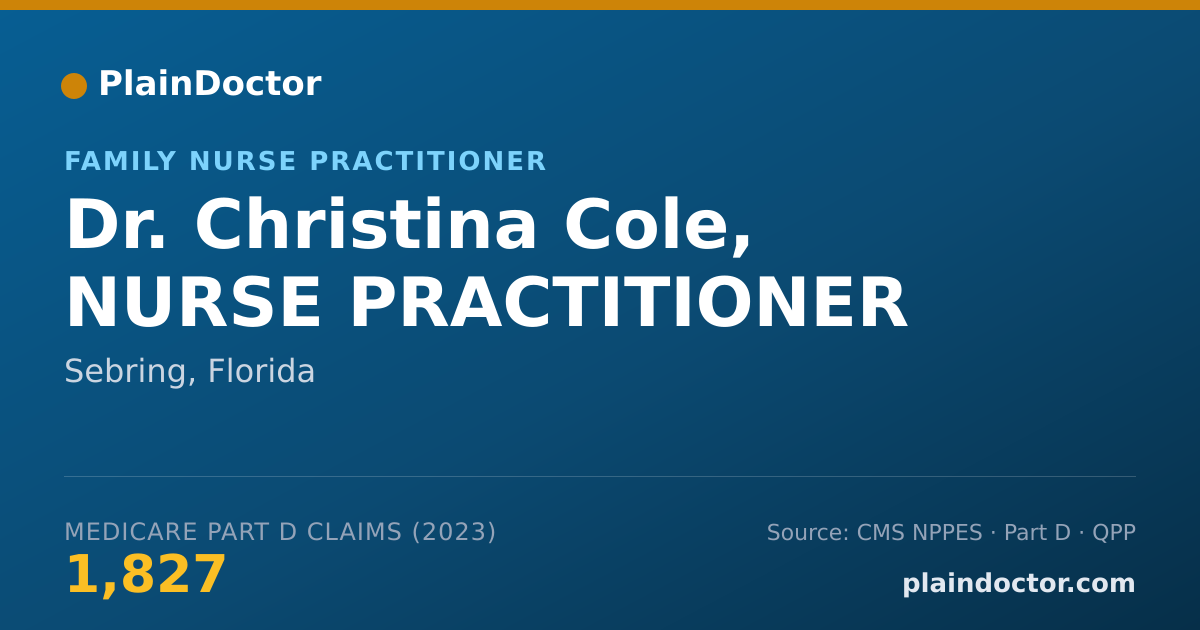 Shareable card for Christina Cole, NURSE PRACTITIONER - Family Nurse Practitioner, Sebring, FL