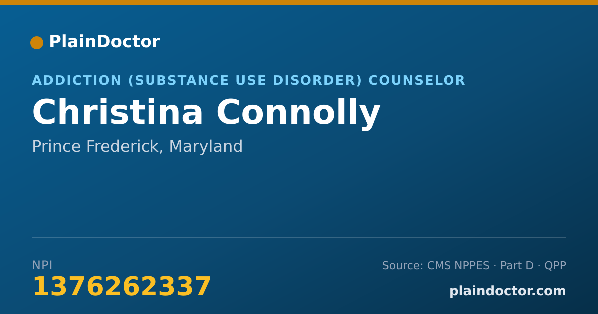 Shareable card for Christina Connolly - Addiction (Substance Use Disorder) Counselor, Prince Frederick, MD
