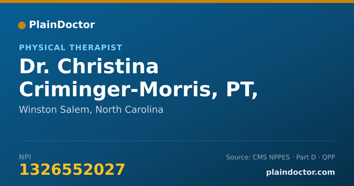 Shareable card for Christina Criminger-Morris, PT, PHD - Physical Therapist, Winston Salem, NC