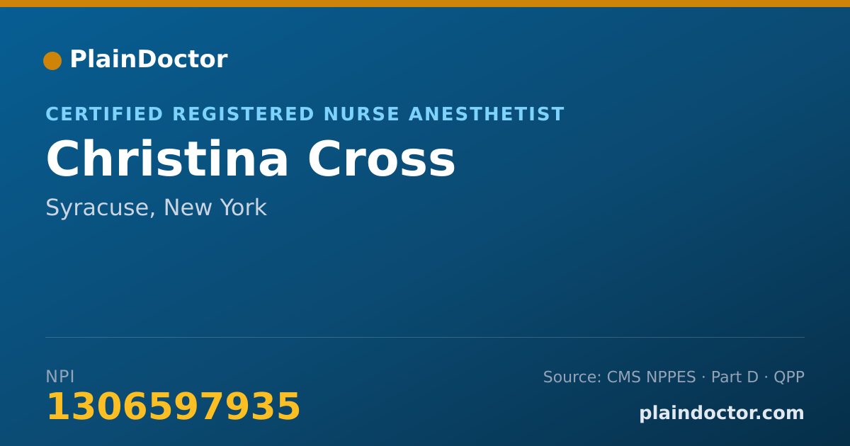 Shareable card for Christina Cross - Certified Registered Nurse Anesthetist, Syracuse, NY