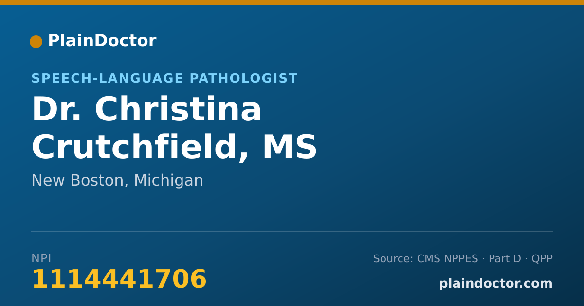 Shareable card for Christina Crutchfield, MS CCC-SLP - Speech-Language Pathologist, New Boston, MI