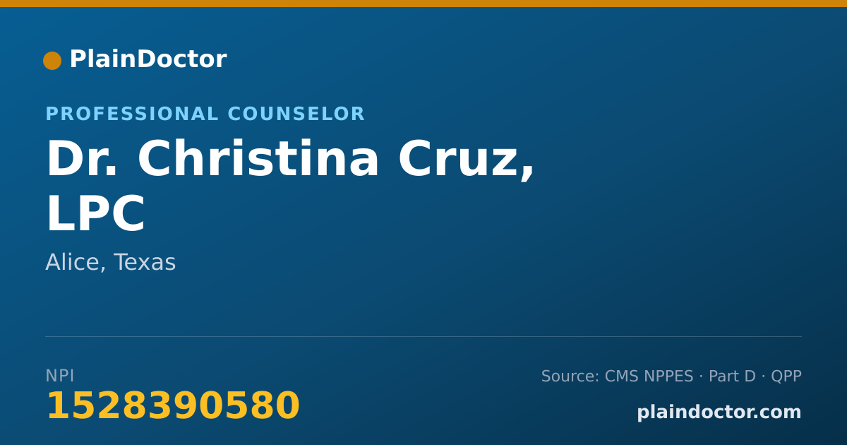Shareable card for Christina Cruz, LPC - Professional Counselor, Alice, TX