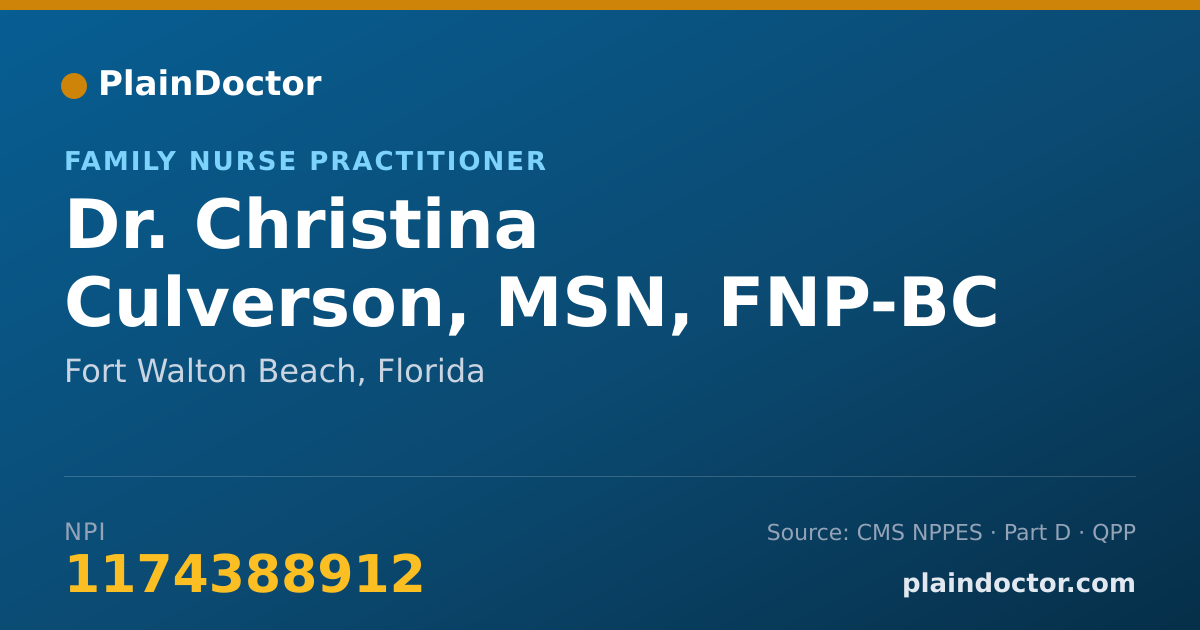 Shareable card for Christina Culverson, MSN, FNP-BC - Family Nurse Practitioner, Fort Walton Beach, FL