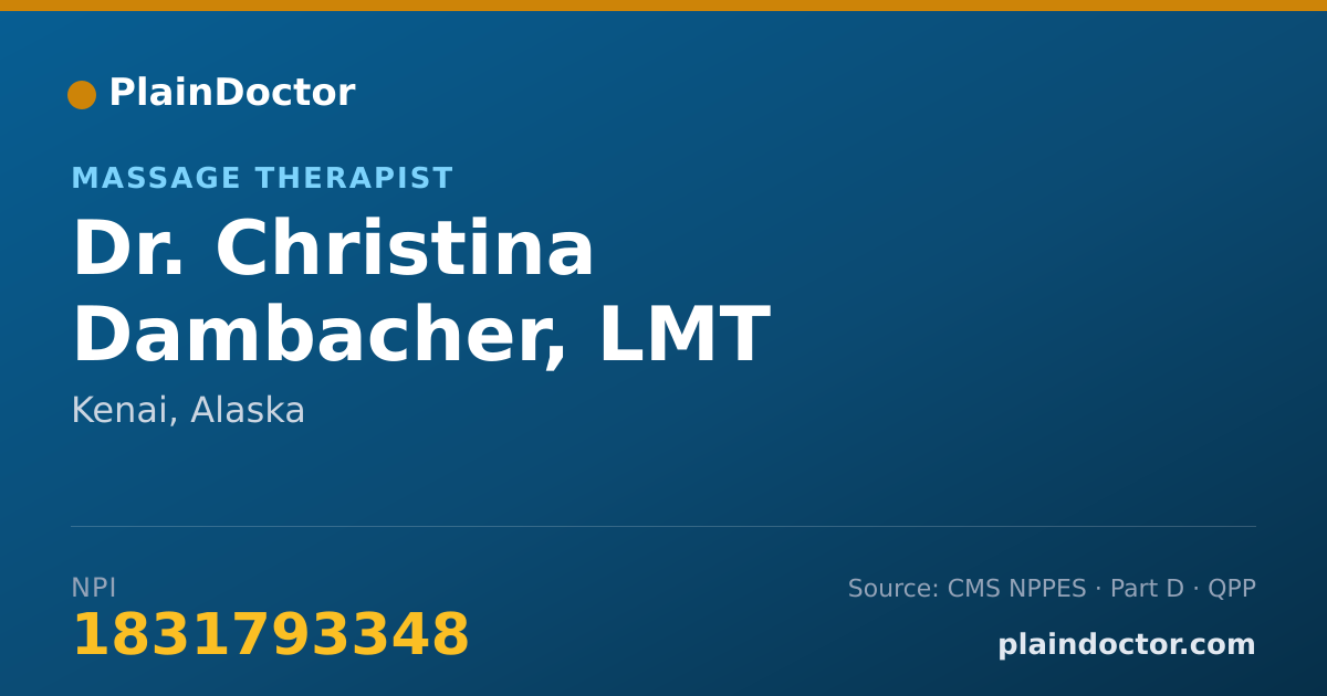 Shareable card for Christina Dambacher, LMT - Massage Therapist, Kenai, AK