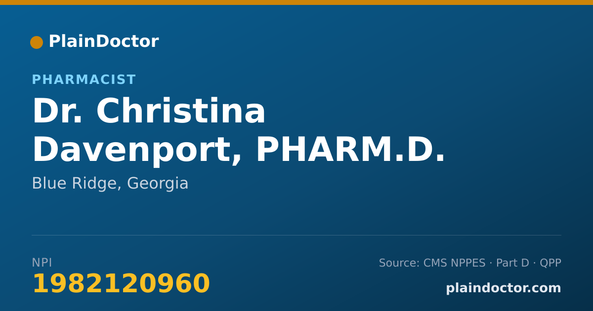 Shareable card for Christina Davenport, PHARM.D. - Pharmacist, Blue Ridge, GA