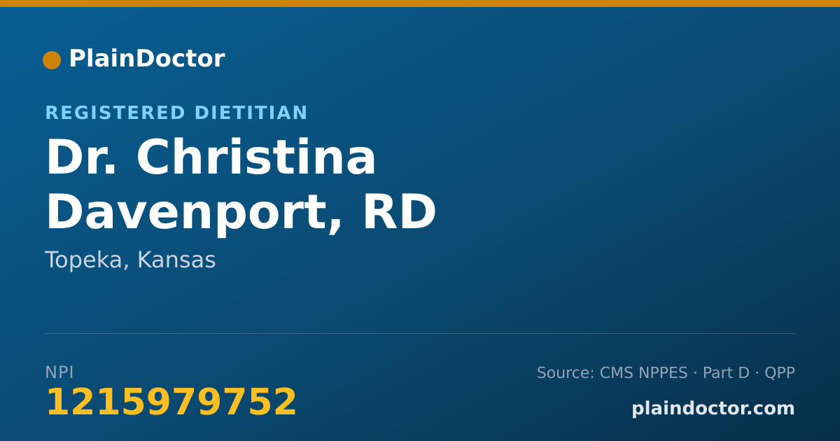 Shareable card for Christina Davenport, RD - Registered Dietitian, Topeka, KS