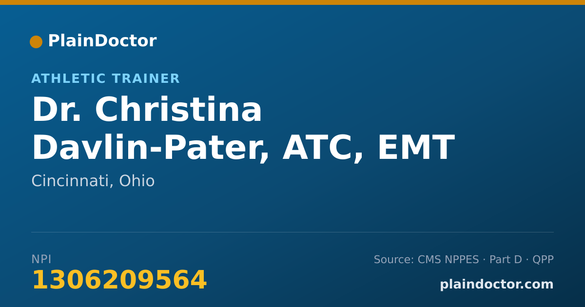 Shareable card for Christina Davlin-Pater, ATC, EMT - Athletic Trainer, Cincinnati, OH