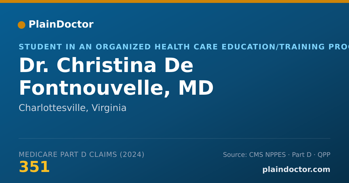 Shareable card for Christina De Fontnouvelle, MD - Student in an Organized Health Care Education/Training Program, Charlottesville, VA