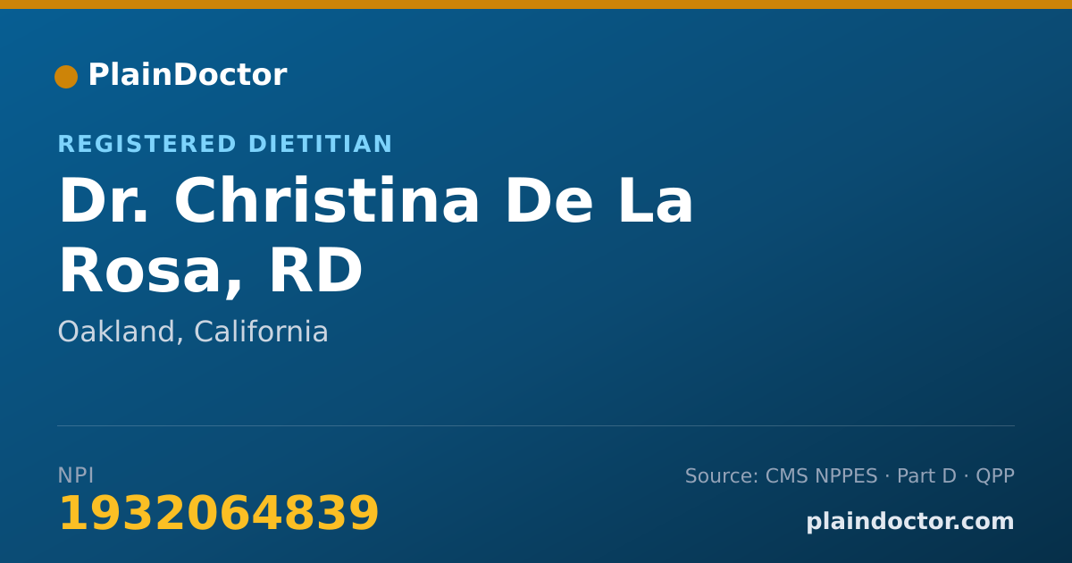Shareable card for Christina De La Rosa, RD - Registered Dietitian, Oakland, CA