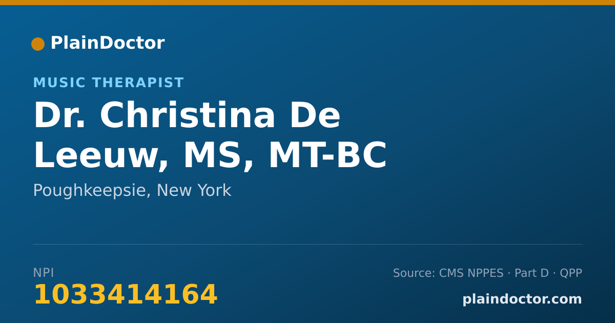 Shareable card for Christina De Leeuw, MS, MT-BC - Music Therapist, Poughkeepsie, NY