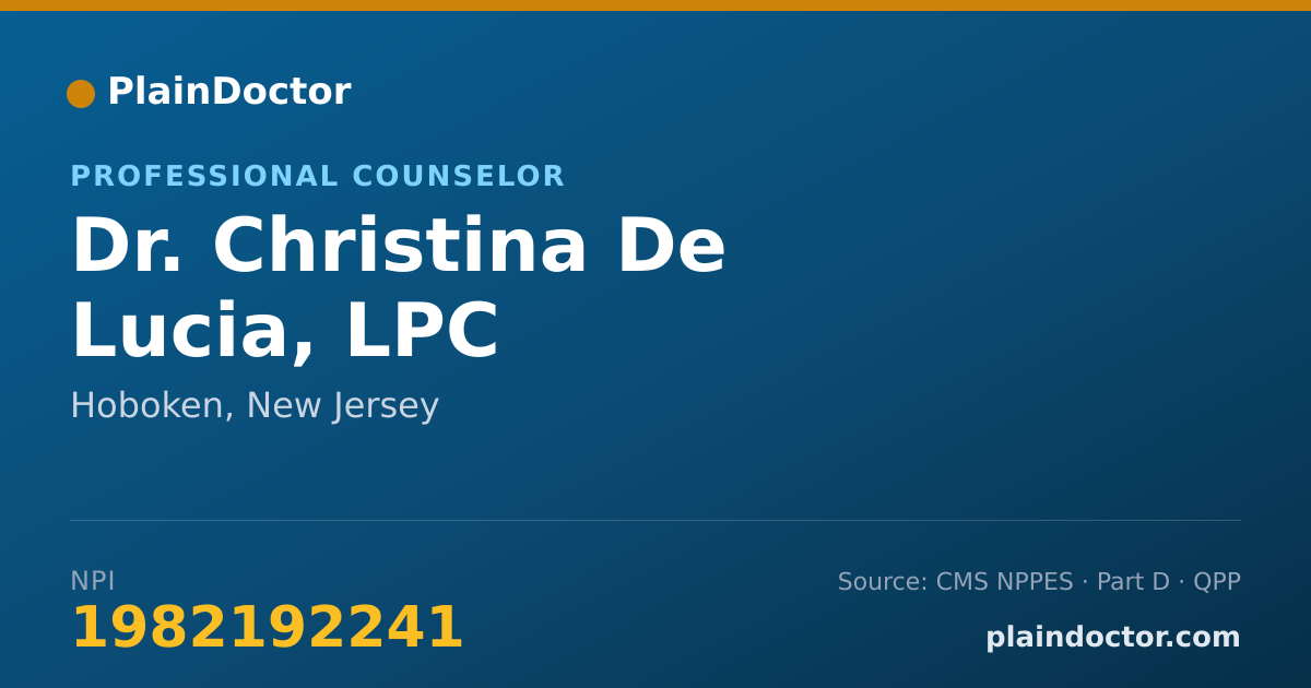Shareable card for Christina De Lucia, LPC - Professional Counselor, Hoboken, NJ