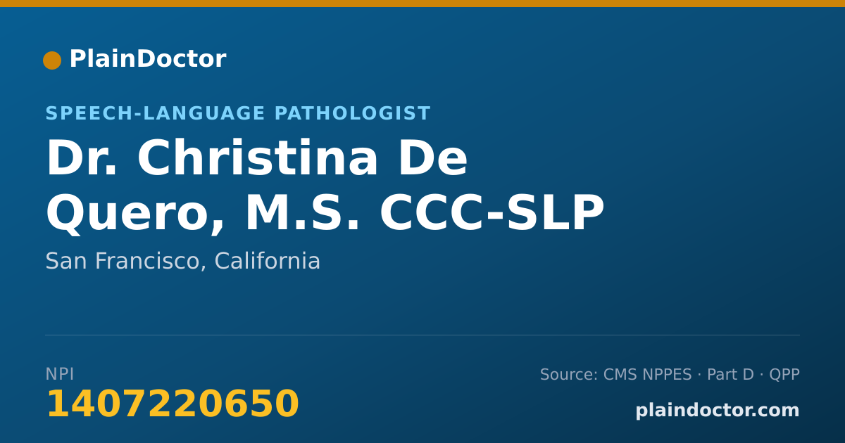 Shareable card for Christina De Quero, M.S. CCC-SLP - Speech-Language Pathologist, San Francisco, CA