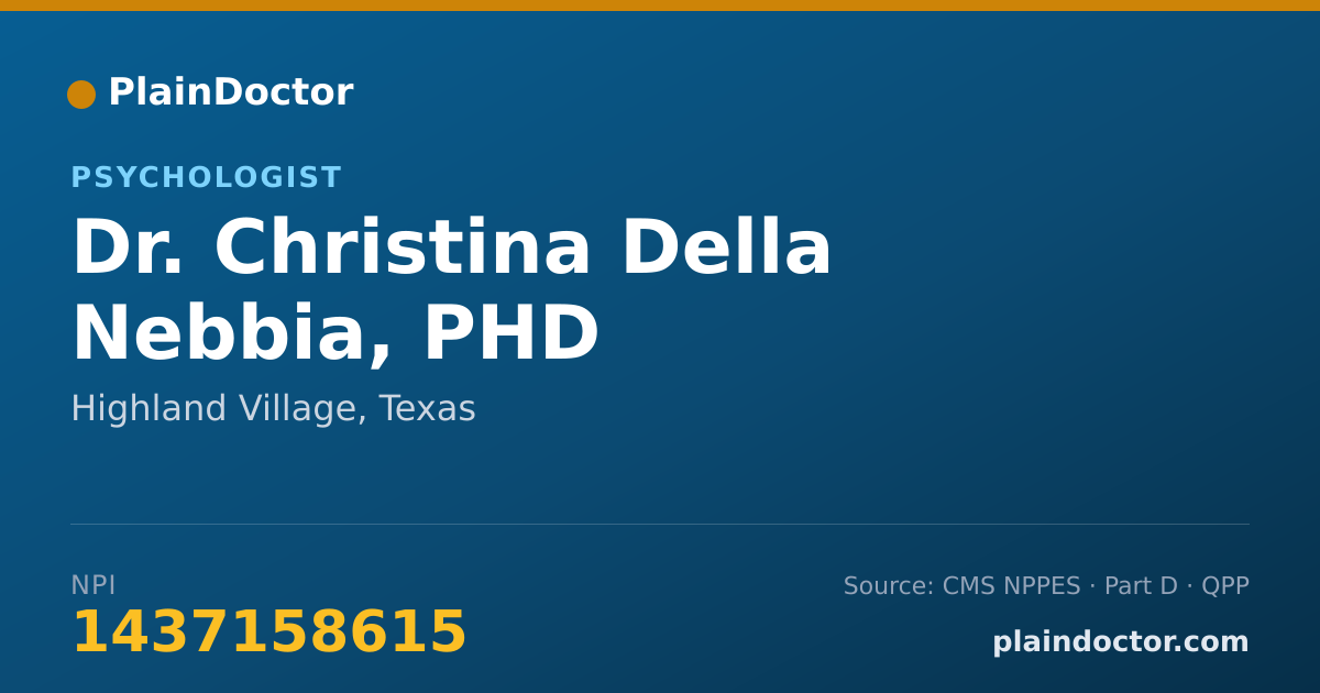 Shareable card for Christina Della Nebbia, PHD - Psychologist, Highland Village, TX