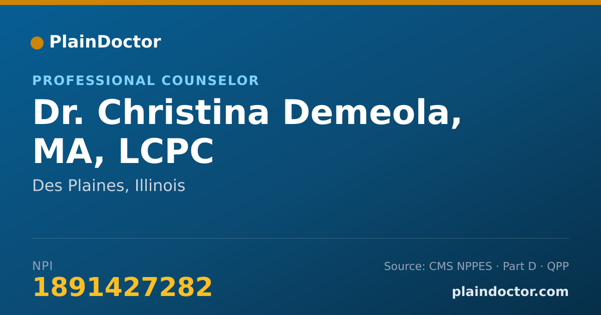Shareable card for Christina Demeola, MA, LCPC - Professional Counselor, Des Plaines, IL