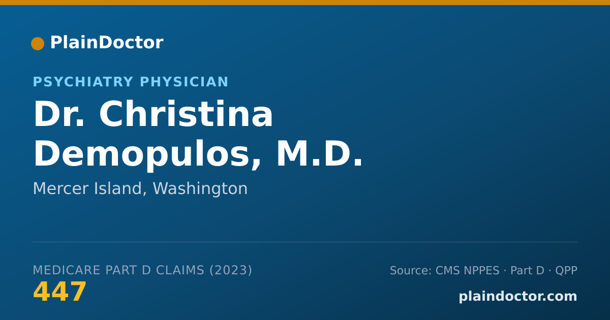 Shareable card for Christina Demopulos, M.D. - Psychiatry Physician, Mercer Island, WA