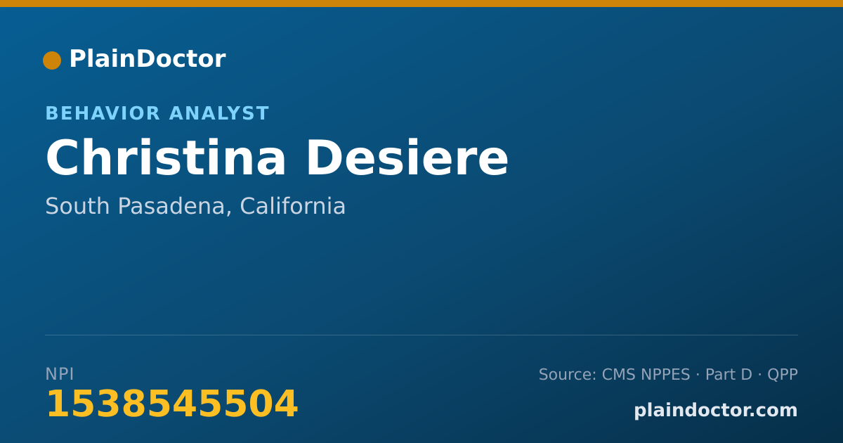 Shareable card for Christina Desiere - Behavior Analyst, South Pasadena, CA