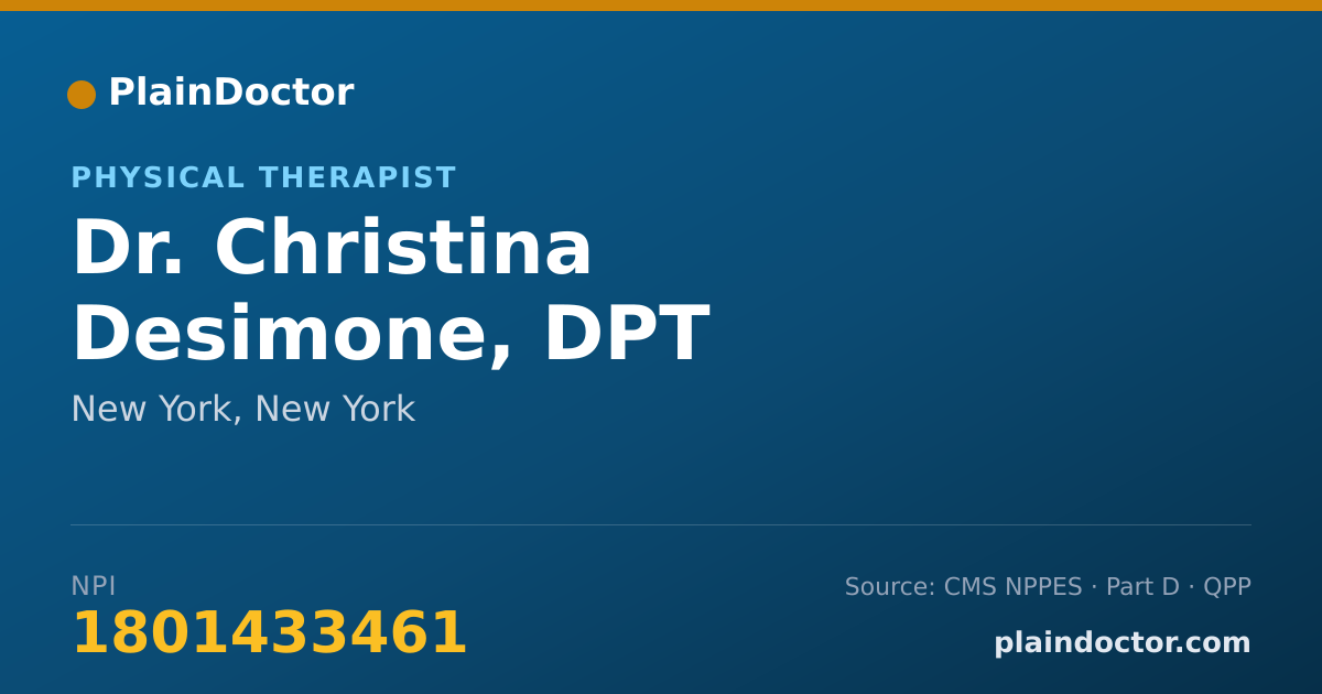 Shareable card for Christina Desimone, DPT - Physical Therapist, New York, NY