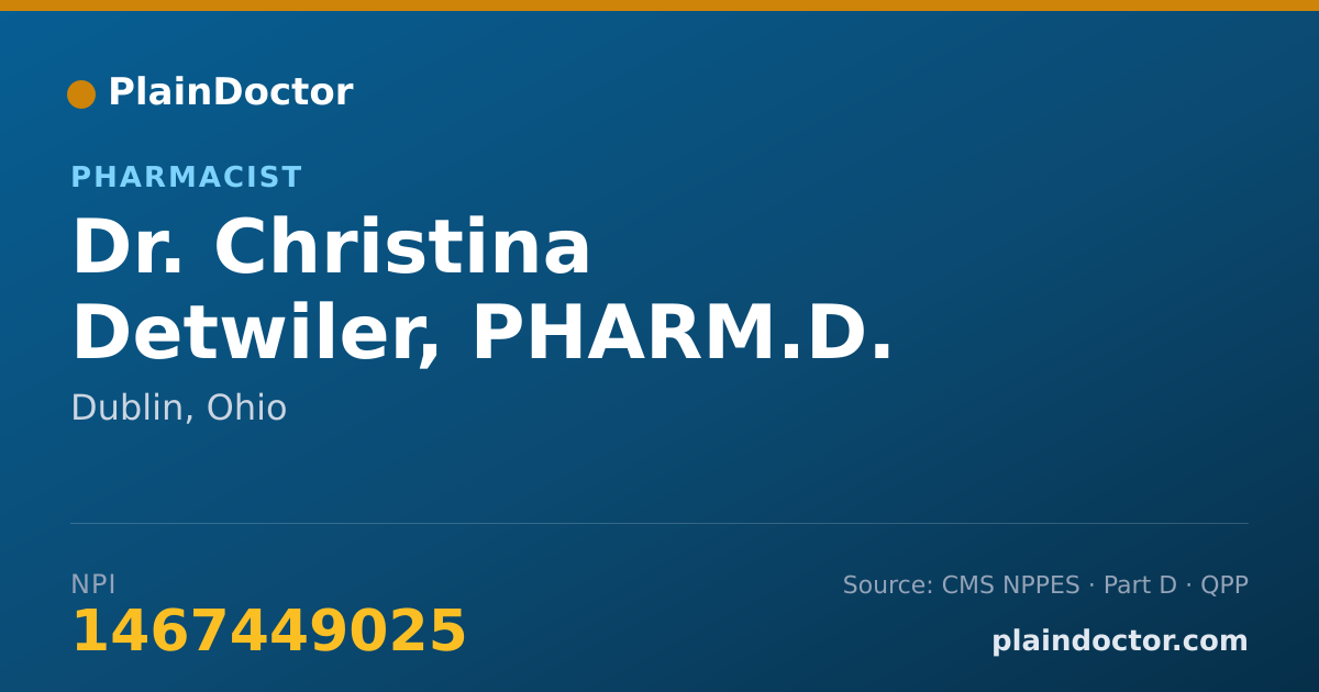 Shareable card for Christina Detwiler, PHARM.D. - Pharmacist, Dublin, OH