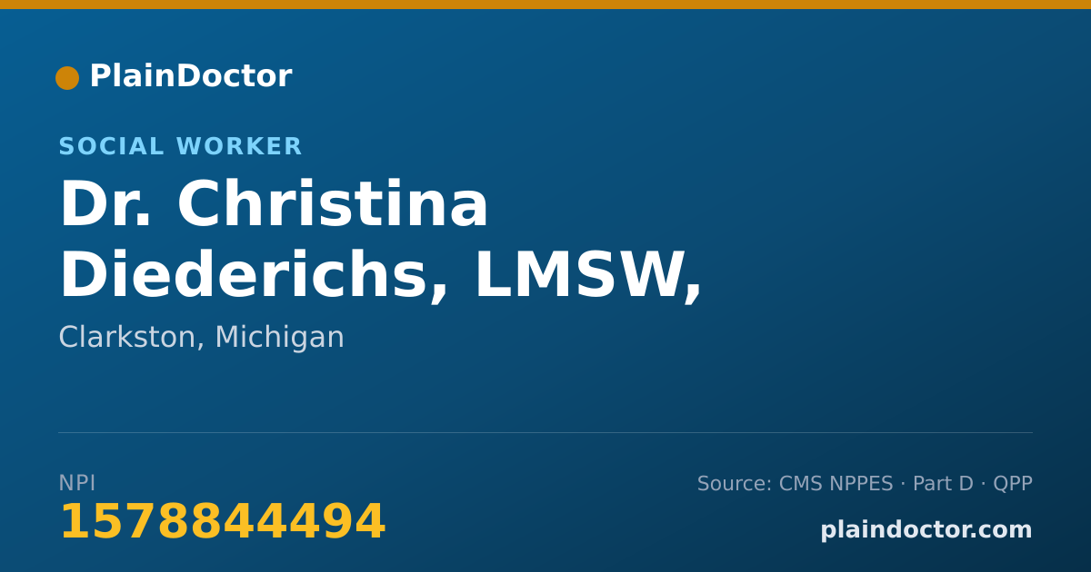 Shareable card for Christina Diederichs, LMSW, CAADC - Social Worker, Clarkston, MI