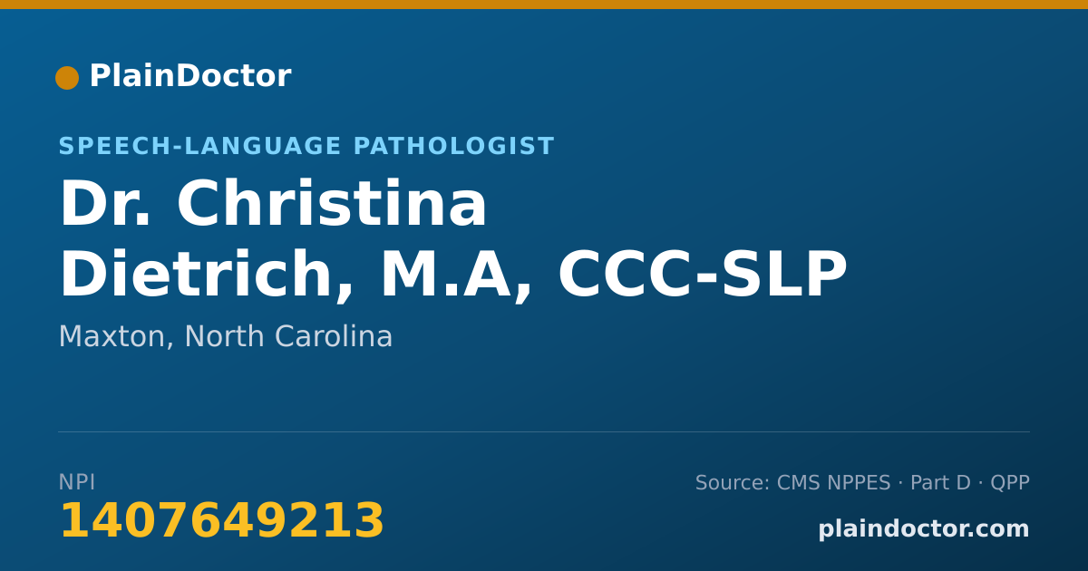 Shareable card for Christina Dietrich, M.A, CCC-SLP - Speech-Language Pathologist, Maxton, NC