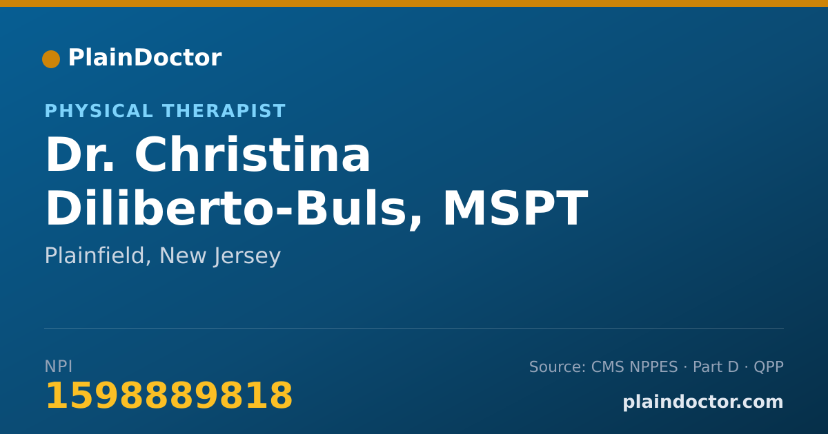 Shareable card for Christina Diliberto-Buls, MSPT - Physical Therapist, Plainfield, NJ