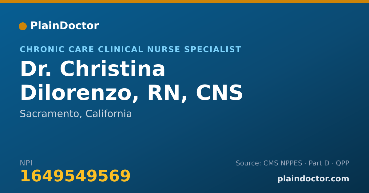 Shareable card for Christina Dilorenzo, RN, CNS - Chronic Care Clinical Nurse Specialist, Sacramento, CA