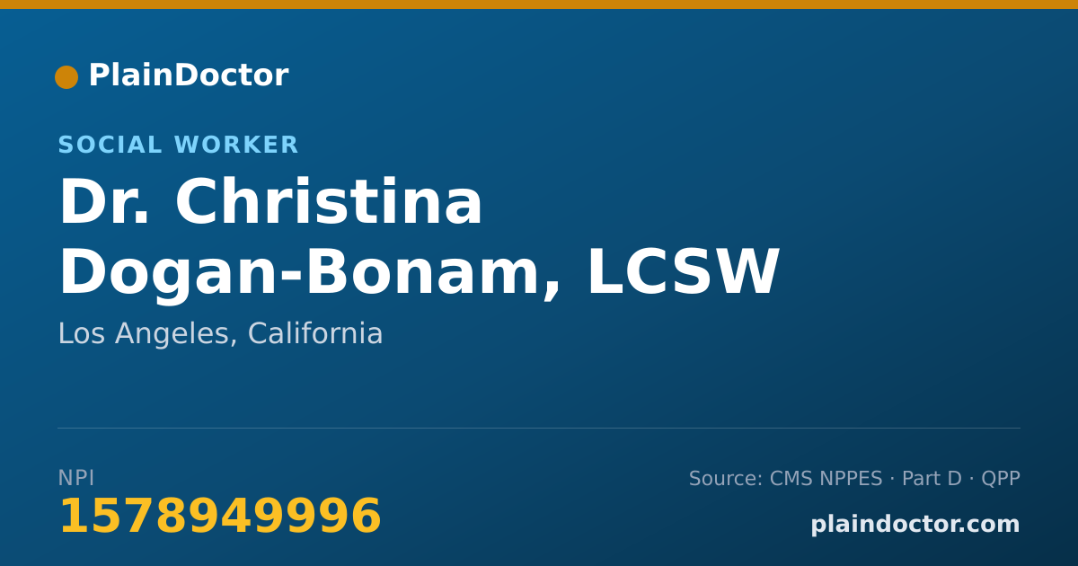 Shareable card for Christina Dogan-Bonam, LCSW - Social Worker, Los Angeles, CA