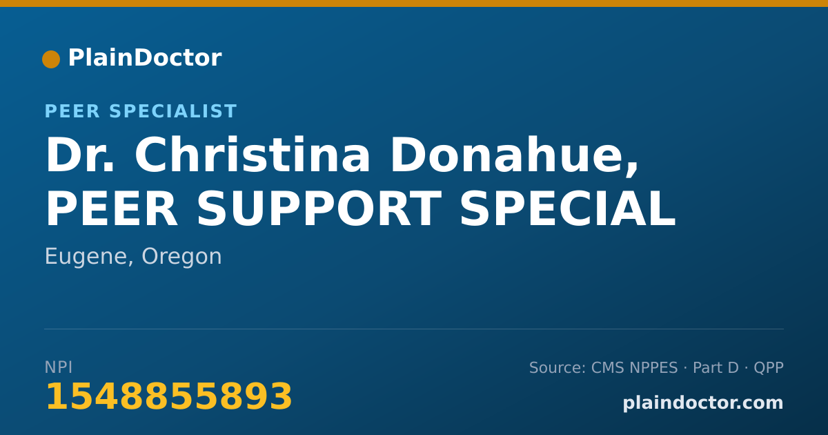 Shareable card for Christina Donahue, PEER SUPPORT SPECIAL - Peer Specialist, Eugene, OR