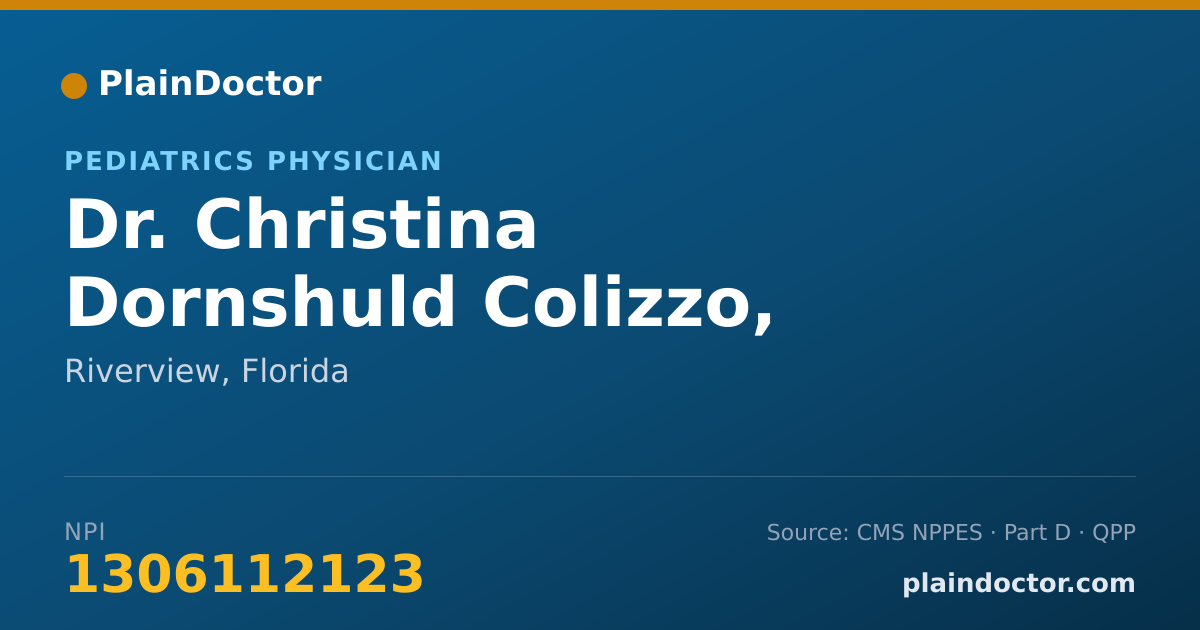 Shareable card for Christina Dornshuld Colizzo, M.D. - Pediatrics Physician, Riverview, FL