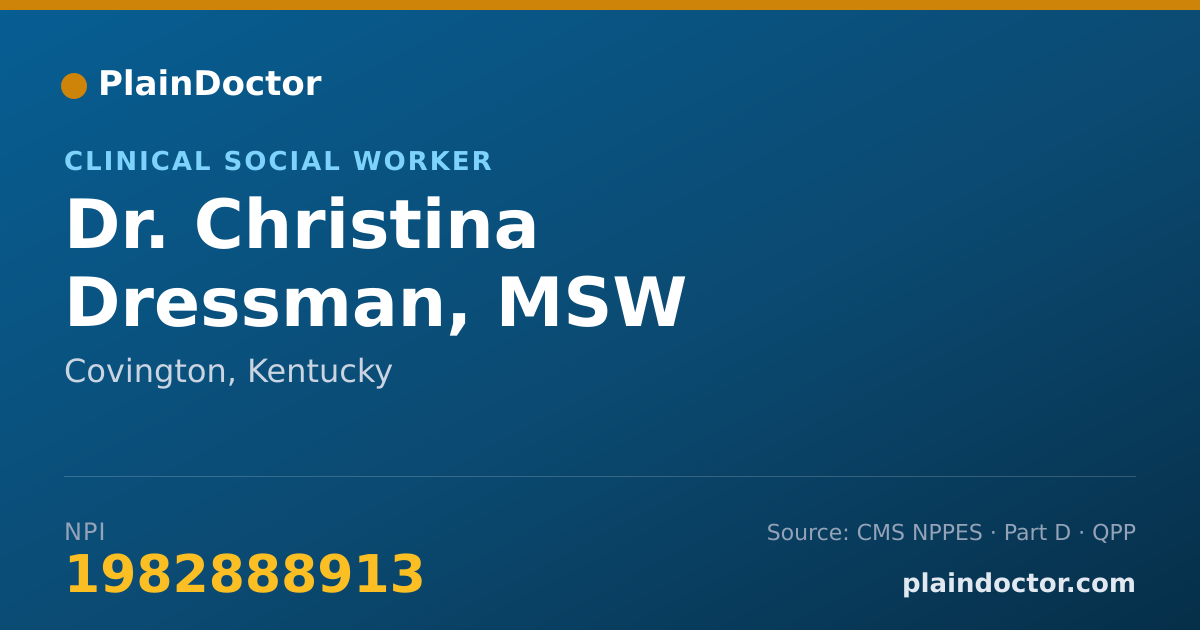 Shareable card for Christina Dressman, MSW - Clinical Social Worker, Covington, KY
