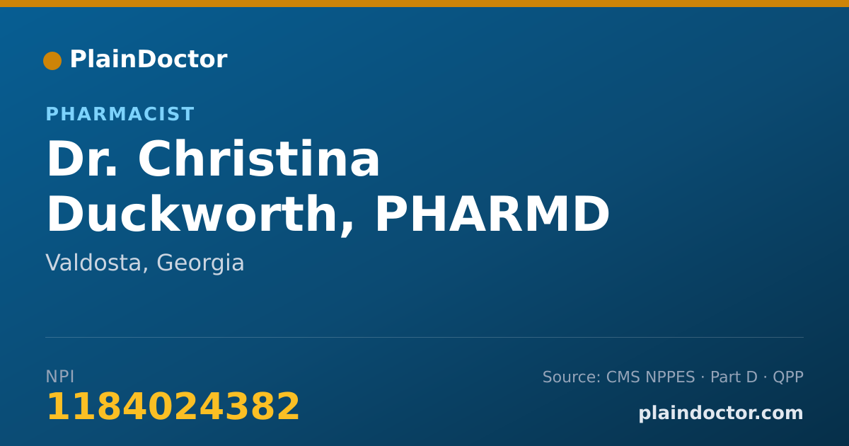 Shareable card for Christina Duckworth, PHARMD - Pharmacist, Valdosta, GA