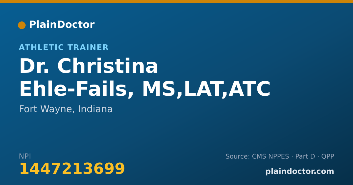 Shareable card for Christina Ehle-Fails, MS,LAT,ATC - Athletic Trainer, Fort Wayne, IN