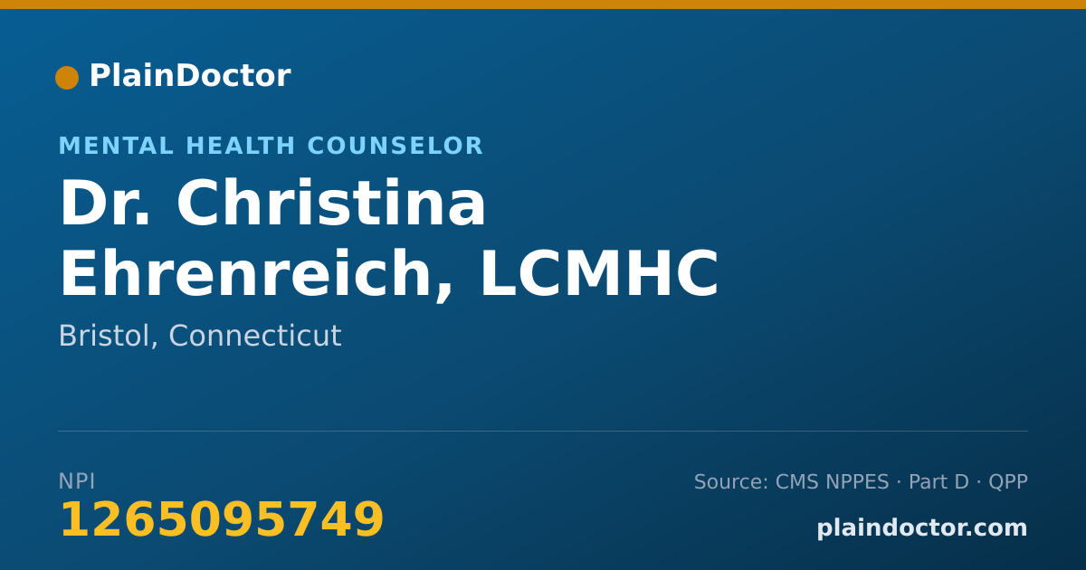 Shareable card for Christina Ehrenreich, LCMHC - Mental Health Counselor, Bristol, CT
