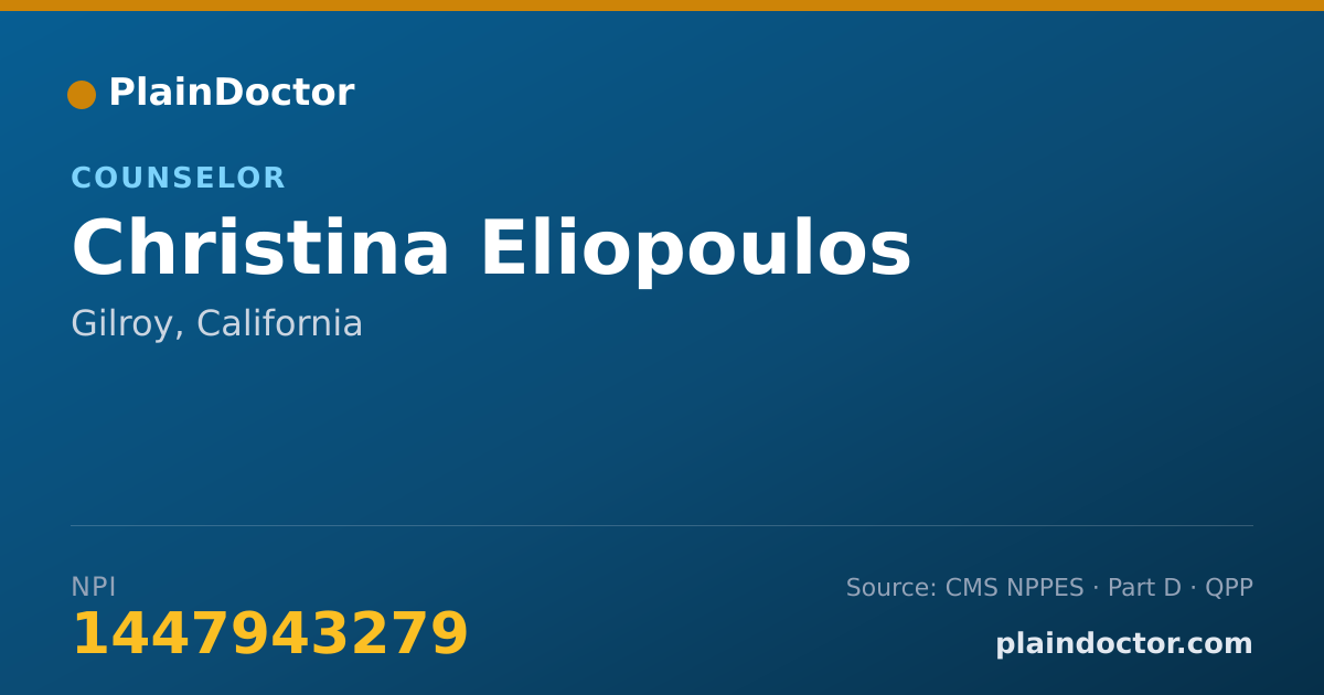 Shareable card for Christina Eliopoulos - Counselor, Gilroy, CA