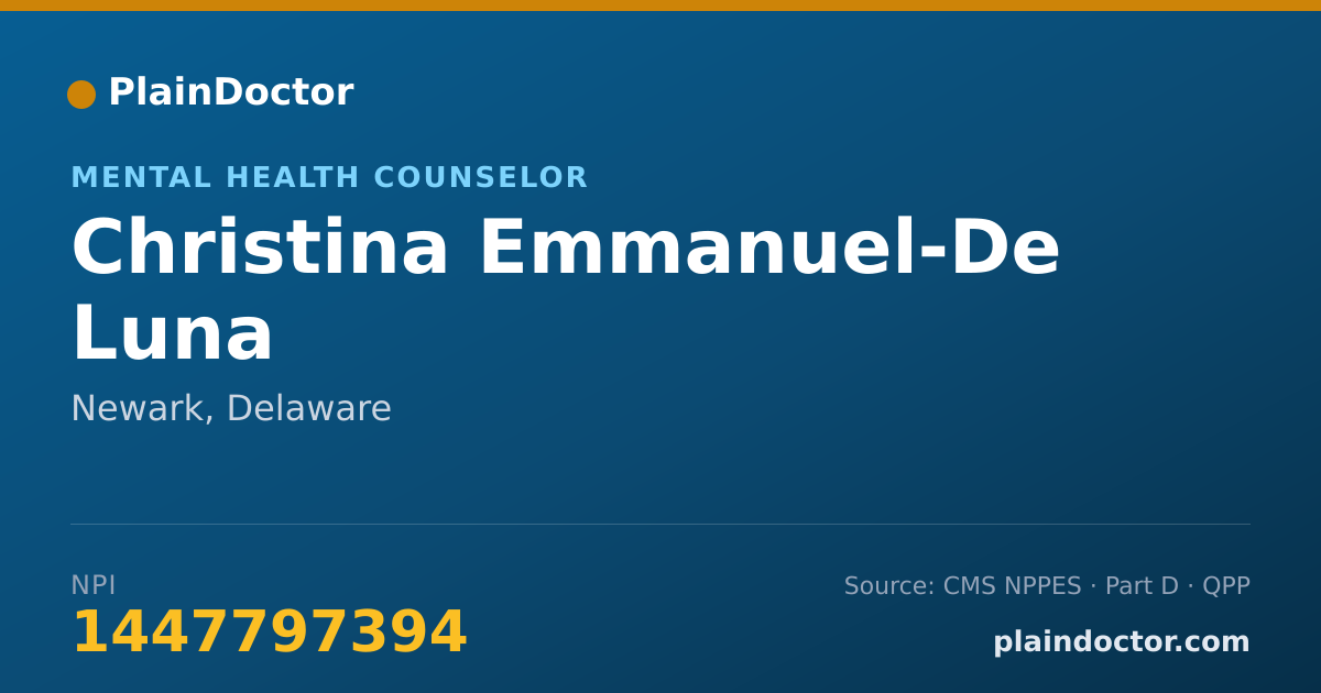 Shareable card for Christina Emmanuel-De Luna - Mental Health Counselor, Newark, DE