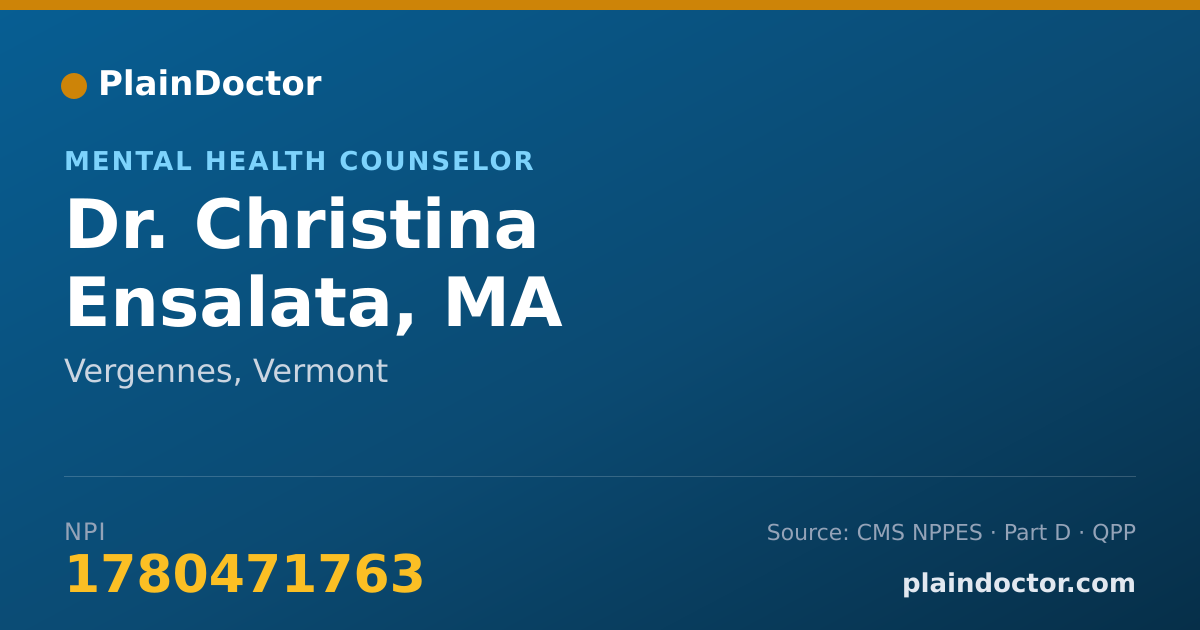 Shareable card for Christina Ensalata, MA COUNSELING - Mental Health Counselor, Vergennes, VT