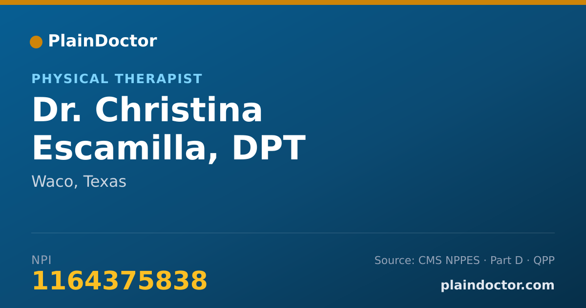 Shareable card for Christina Escamilla, DPT - Physical Therapist, Waco, TX