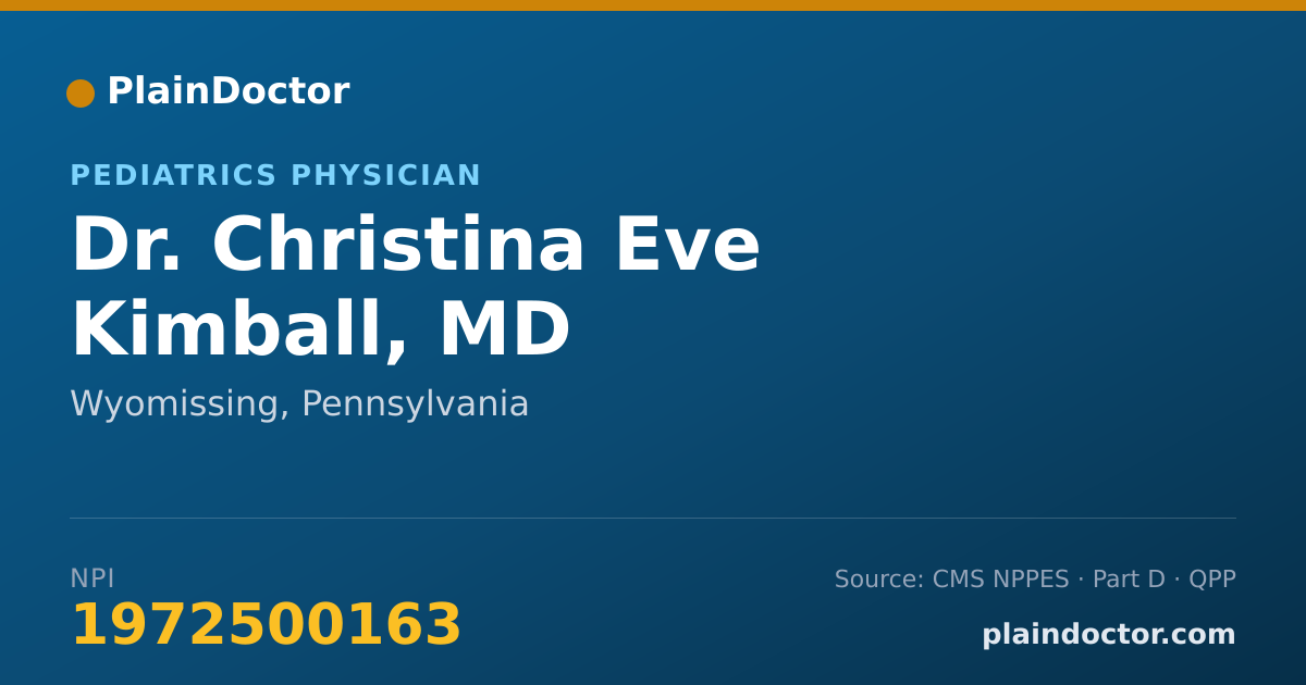 Shareable card for Christina Eve Kimball, MD - Pediatrics Physician, Wyomissing, PA