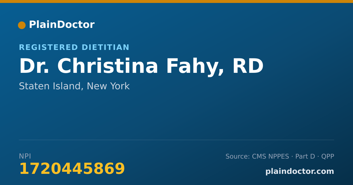 Shareable card for Christina Fahy, RD - Registered Dietitian, Staten Island, NY