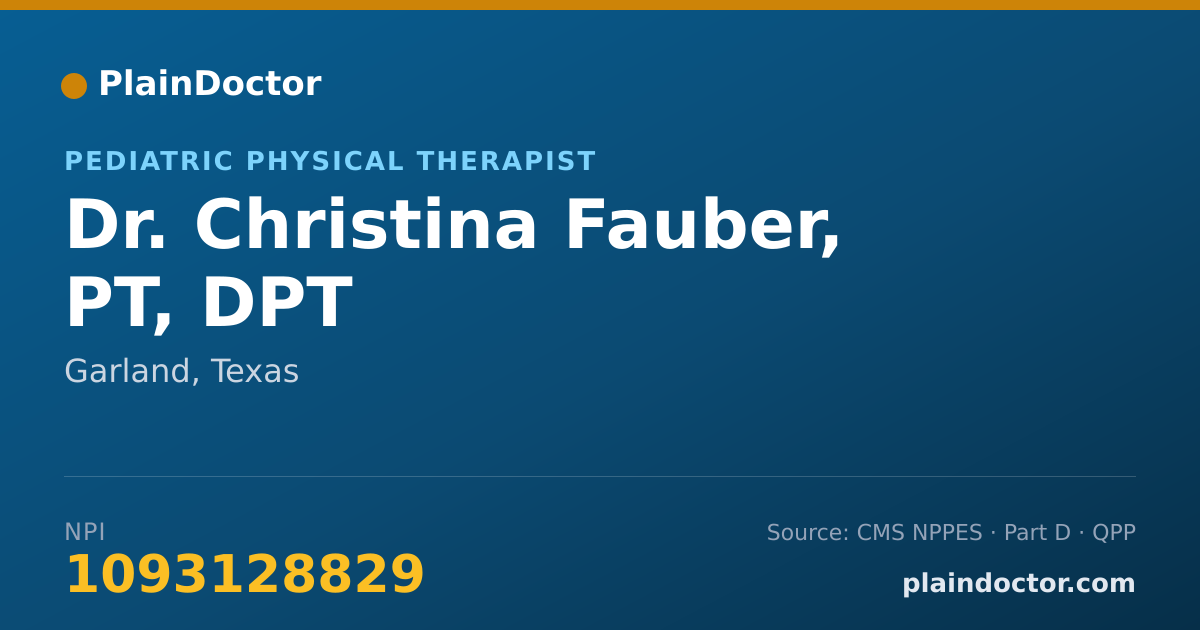 Shareable card for Christina Fauber, PT, DPT - Pediatric Physical Therapist, Garland, TX