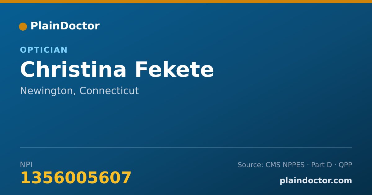 Shareable card for Christina Fekete - Optician, Newington, CT