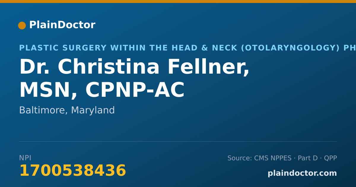 Shareable card for Christina Fellner, MSN, CPNP-AC - Plastic Surgery within the Head & Neck (Otolaryngology) Physician, Baltimore, MD