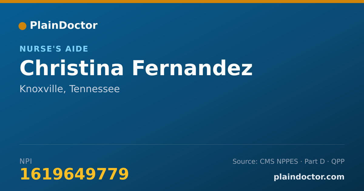 Shareable card for Christina Fernandez - Nurse's Aide, Knoxville, TN