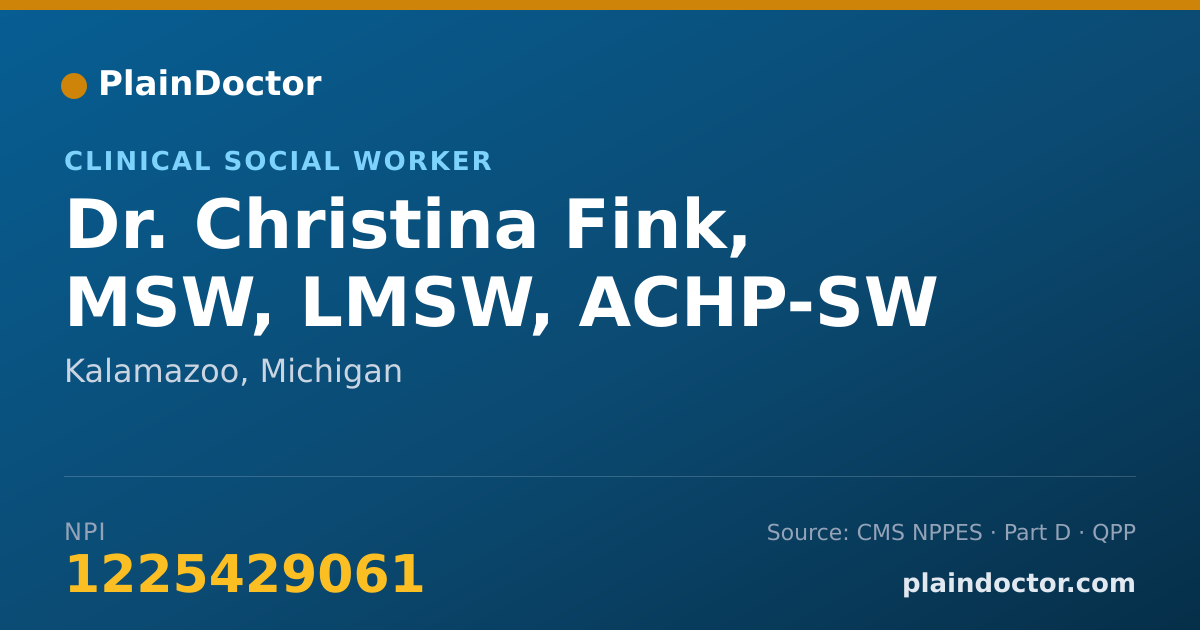 Shareable card for Christina Fink, MSW, LMSW, ACHP-SW - Clinical Social Worker, Kalamazoo, MI